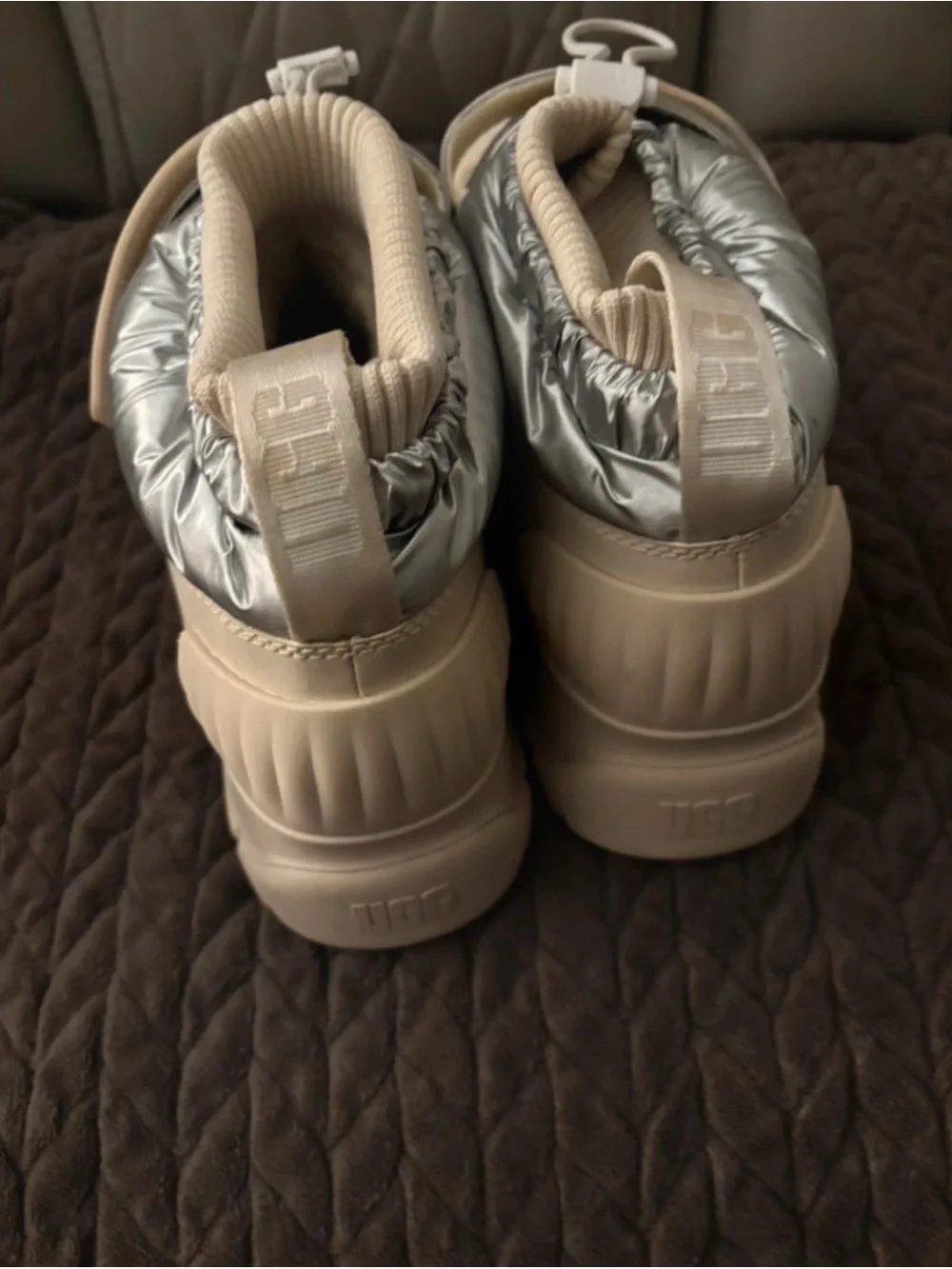 UGG Kids Silver and Cream Waterproof Winter Boots